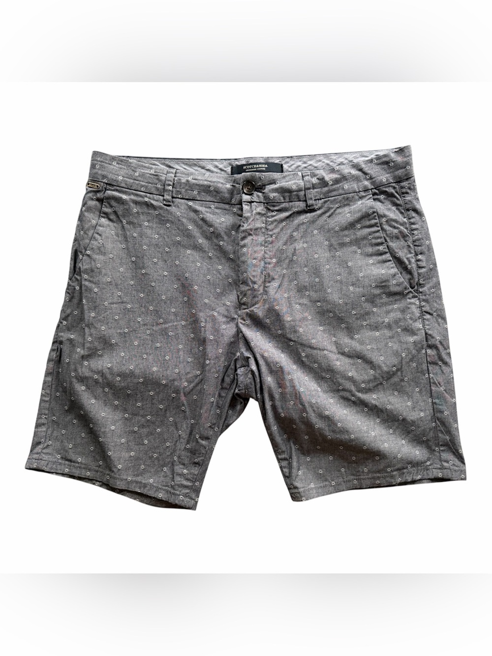 Scotch & Soda Gray Micro-Pattern Flat Front Shorts